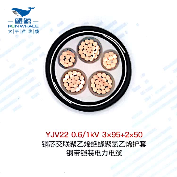 　　河南鄭州電線電纜廠家-河南太平洋線纜有限公司為您供應(yīng) yjv22 4芯國標銅芯阻燃低壓電力用 鎧裝電纜型號齊全：  　　yjv22 3x10+1 yjv22 3x16+1 yjv22 3x25+1 yjv22 3x35+1 yjv22 3x50+1 yjv22 3x70+1 yjv22 3x95+1 yjv22 3x120+1 yjv22 3x150+1 yjv22 3x185+1 yjv22 3x240+1 yjv22 3x300+1  　　yjv22 4x10 yjv22 4x16 yjv22 4x25 yjv22 4x35 yjv22 4x50 yjv22 4x70 yjv22 4x95 yjv22 4x120 yjv22 4x150 yjv22 4x185 yjv22 4x240 yjv22 4x300  　　yjv22 鎧裝電纜現(xiàn)貨，多倉庫就近發(fā)貨，方便快捷!  　　河南太平洋線纜有限公司(www.hntpyxl.com)是河南鄭州電線電纜廠家，自有工廠，占地面積70000㎡，擁有先進生產(chǎn)設(shè)備、檢測設(shè)備及專業(yè)的技術(shù)團隊，公司集電線電纜研發(fā)、生產(chǎn)、銷售、批發(fā)為一體，已形成產(chǎn)品系列有：阻燃電纜系列、耐火電纜系列、低煙無鹵電纜系列、礦物質(zhì)防火電纜系列等。電線電纜型號規(guī)格達1000多種，包含：鎧裝電纜，低壓電纜，低煙無鹵電纜，yjv22鎧裝電纜，yjlv22鎧裝電纜，低壓電力電纜，控制電纜，低煙無鹵阻燃耐火電纜，wdznyjy電纜，yjv低壓電纜，yjlv低壓電纜，yjv22低壓電纜，yjlv22低壓電纜，耐火低壓電纜，阻燃低壓電纜等等。大量低壓電纜鎧裝電纜低煙無鹵電纜現(xiàn)貨，歡迎新老客戶詢價采購!  　　1，電纜加上鎧裝層的目的除了增強抗拉強度、抗壓強度等機械保護伸長使用壽命外，還可以通過屏蔽保護提高電纜抗干擾性能。  　　2，常用的鎧裝材料有鋼帶、鋼絲、鋁帶、鋁管等，其中鋼帶、鋼絲鎧裝層具有高導(dǎo)磁率，有很好的磁屏蔽效果，可以用于抗低頻干擾，3，鎧裝電纜機械保護層可以加到任何結(jié)構(gòu)的電纜上，以增加電纜的機械強度，提高防侵蝕能力，是為易受機械破壞及極易受侵蝕的地區(qū)而設(shè)計的電線電纜  　　  鎧裝電纜的作用，鎧裝電纜都用在什么地方?  　　4，鎧裝的有一定的抗外力性能，還可以提防老鼠撕咬，不至于透過鎧裝造成電力傳輸問題，鎧裝的彎曲半徑要大，鎧裝層可以接地，保護電纜。  　　5，電纜加上鎧裝層的目的除了以上，還可以增強抗拉強度、抗壓強度等機械保護延長使用壽命。  　　6，鎧裝電纜一般是固定敷設(shè)電力電纜，通俗來說就是固定在一個地方而基本不移動，動力線傳輸電能。  　　7，適合地下直埋，可使鎧裝電纜直埋敷設(shè)而免于穿管且價廉物美在實際運用較多，很適用于巖石地區(qū)的直埋敷設(shè)。  　　8，鎧裝電纜適用于公路，馬路邊，居住區(qū)周圍，停車場，步行街等受壓大的地方等。